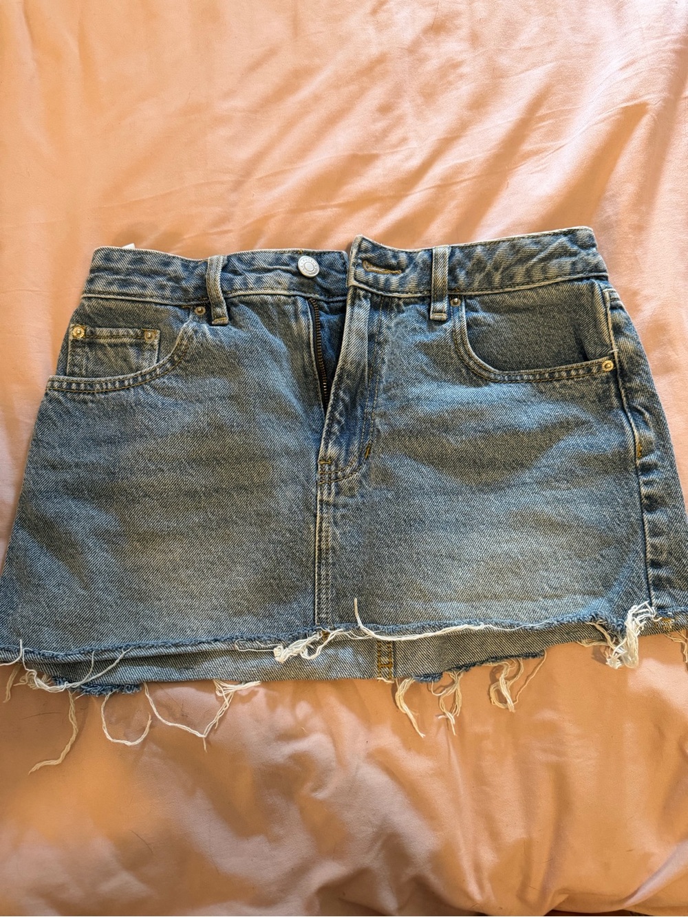 PacSun Light Blue Denim Distressed Mini Skirt